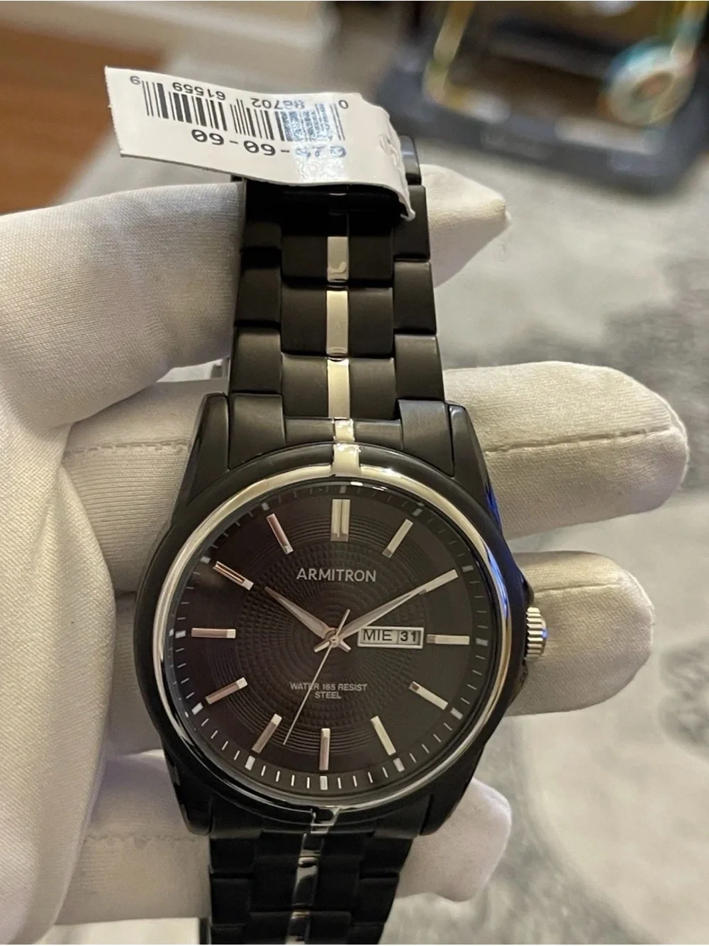 Armitron 20/5281BKTB Men's Day/Date Function Black Stainless Steel 46mm Watch